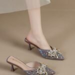 Women's closed-toe half-slippers, summer outdoor wear, Pencil Heel – RV1496 - Image 2