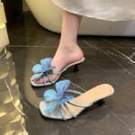 Floral high-heeled sandals, trendy summer fairy-style French sandals For Women's, Pencil Heel – RV1504