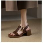 Retro chunky heel sandals for women, Box Heel – RV1507 - Image 3