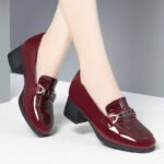 Red leather shoes, wedding banquet shoes for Women, Style Shoes – RV2556 - Image 3