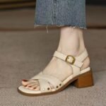 French-style open-toe sandals for women, Box Heel – RV1513 - Image 2