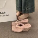 Women’s Korean Style Wedge Heel Fashionable Outdoor Slippers,  Box Heel – RV1506 - Image 3