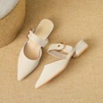 New Chunky Heel Mules to Match Skirts Pointed Toe Women's Shoes, Box Heel – RV1476 - Image 3