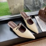 French-style closed-toe metal wedge heel semi-slippers for women, Style Shoes – RV2554 - Image 2