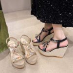 Open-toe Color-Blocked Woven Sandals For Women, Balanced Heel – RV710 - Image 2