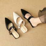 New Chunky Heel Mules to Match Skirts Pointed Toe Women's Shoes, Box Heel – RV1476 - Image 4