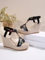 Women's platform woven hemp rope, bohemian style high heels, Balanced Heel – RV709 - Image 5