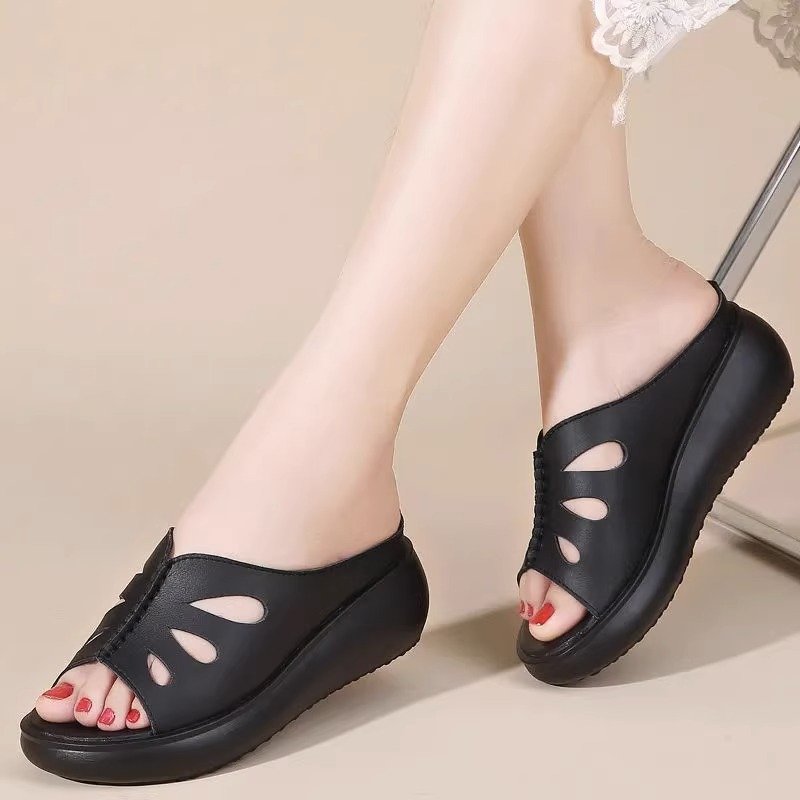 1_O1CN01vTfRnD1p04n97bF5E_!!2206724265297 Mid-heel Lightweight Slippers for Middle-aged women, Balanced Heel-STRV610 - Image 1