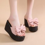 Bow-Tie Peep-Toe Wedge Heel Platform Fashion Roman Women’s, Balanced Heel-STRV536