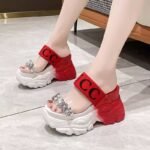 Korean Style Platform Casual Sports Velcro Sandals For Women, Balance Heel-STRV648