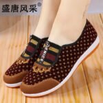 Women’s Old Beijing cloth mesh embroidered slip-on shoes. Canvas-STDS76