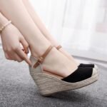 Hemp Rope Straw Mat Woven High Heeled Sandals For Women, Balanced Heel-STRV392