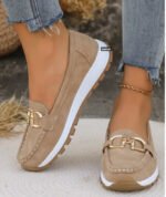 Women's casual shoes with metal chain, Canvas & Loafer – DS162 - Image 2