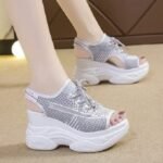 Women’s Sporty Peep-toe Platform Sandals, Balanced Heel-STRV387