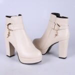 Women’s High Heel Martin Boots, Boot Shoes-STWR97 - Image 3