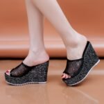 Thick sole, High heel, Mesh flip-flops Shoes For Women, Balanced Heel-STRV476