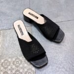 Korean style Flyknit Outerwear one-strap Fashion Women’s Sandals, Box heel-STRV1303