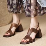 Summer open-toe Roman sandals, new retro-style comfortable, Box Heel – RV1548