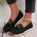 Women's casual shoes with metal chain, Canvas & Loafer – DS162 - Image 3