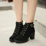 Cross-Strap Short Boots, Chunky Heel Martin Boots For Women, Boot Shoes-STRV2181