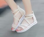 Rear Zipper Casual Fashion Cross sSrap Roman Sandals For Women, Balance Heel-STRV23