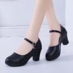 Breathable, soft-soled, slip-on chunky heel shoes For Wpmen, Style Shoes-STRV2500