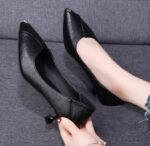Women’s black flat soft-soled chunky heel work shoes For women, Style Shoes-STRV2533