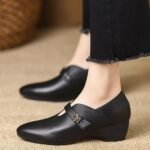 French retro soft leather low-heeled single shoes for women, Style Shoes – RV2590