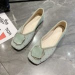 French-style women's spring green soft-soled square-toe, Style Shoes – RV2592 - Image 4