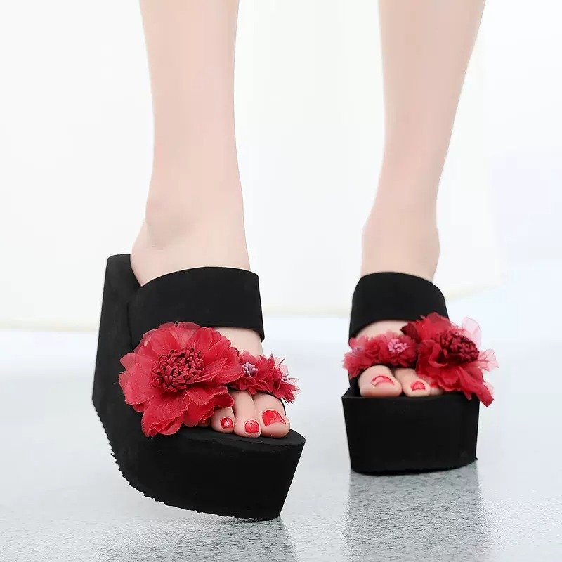 RV655 Women’s Ethnic Style High-Heeled Beach Sandals, Balanced Heel-STRV655 - Image 1