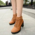 Cross-Strap Short Boots, Chunky Heel Martin Boots For Women, Boot Shoes-STRV2181 - Image 3