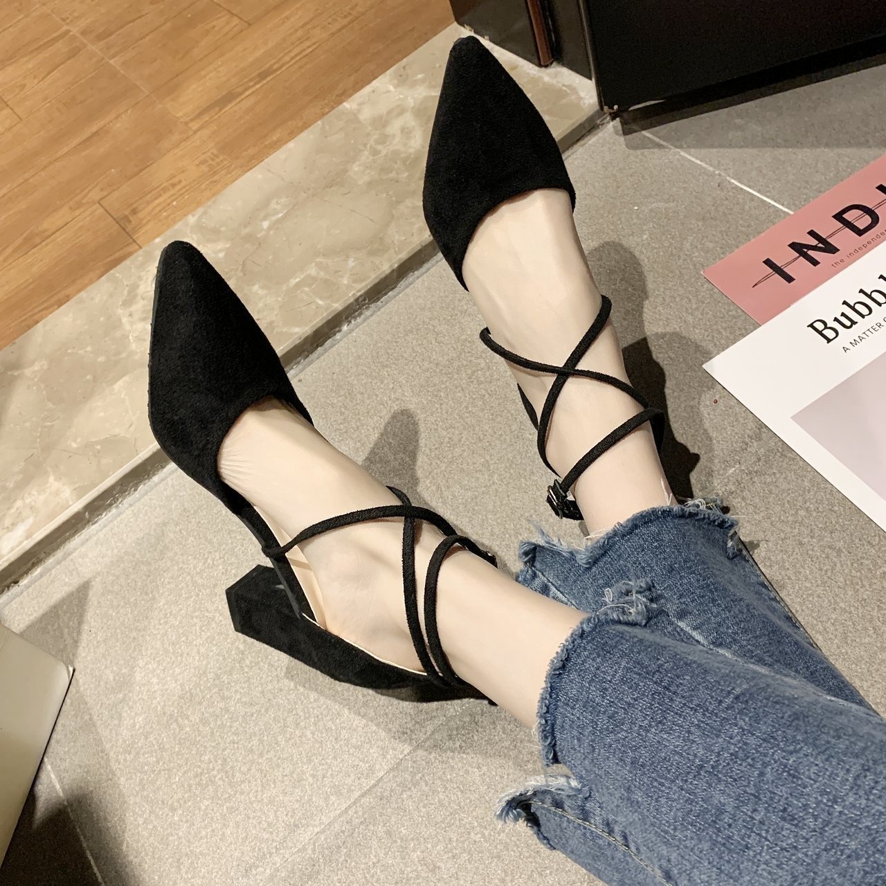 download (1) British style, Mid-heel, chunky heel Shoes For Women, Box Heel-STRV1397 - Image 1