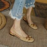 Horse Buckle Retro Toe Sandals Women’s, Box Heel-STRV1459 - Image 3