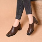 Women’s Retro Square Toe Deep Mouth Single Shoes, Style Shoes – RV2597