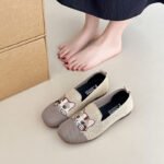 Women’s summer cat-themed casual flat loafers, Canvas & Loafer-STDS114