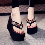Fashion Trendy Seaside Vacation Flip-Flops Flats-Soled Outer Shoes For Women, Balanced Heel-STDS16