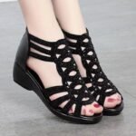 Branded Rhinestone Peep Toe Sandals for Women, Box heel-STRV1429